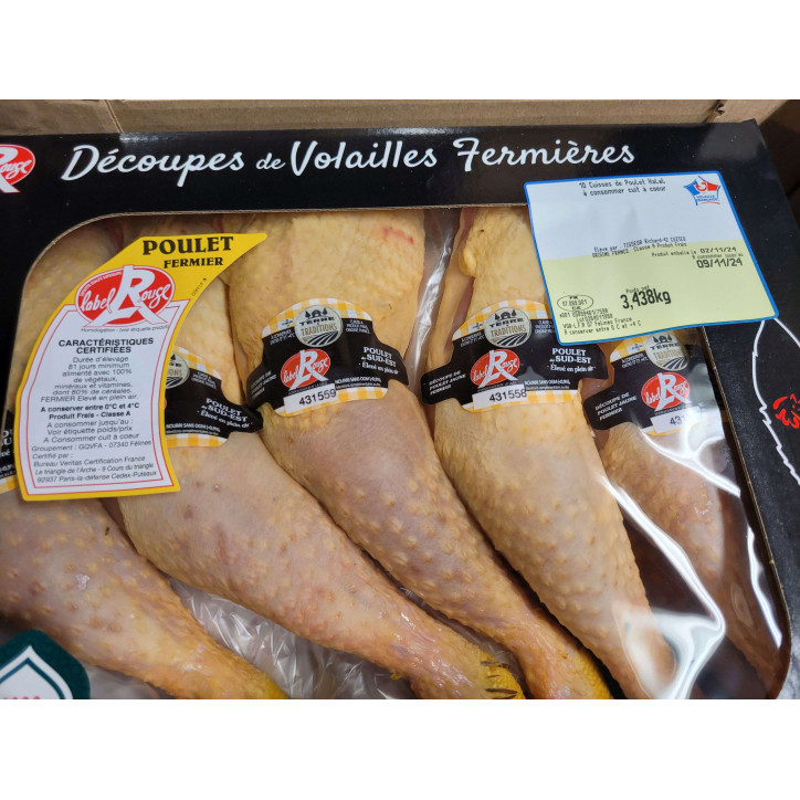 10 CUISSES POULET FERMIER HALAL 2KG ENV